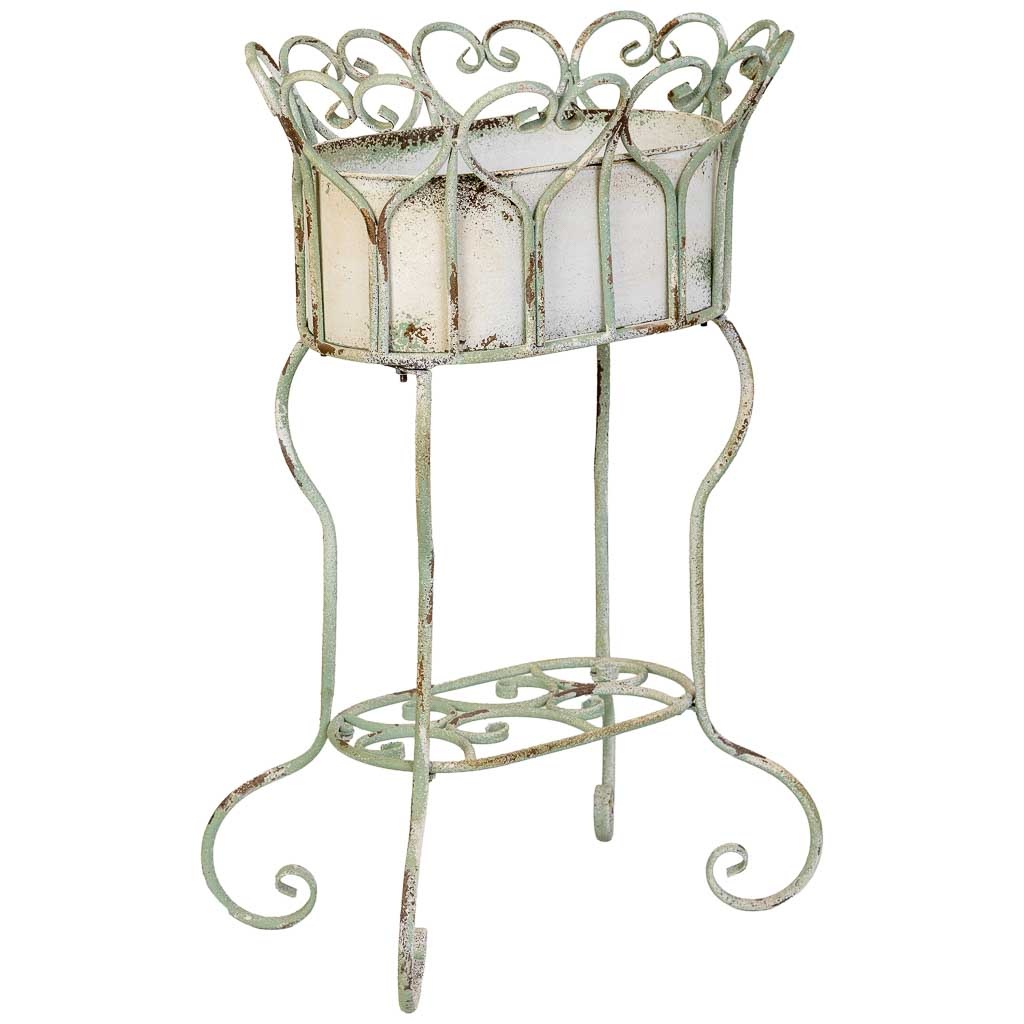 Macetero de metal blanco 43.5x34.5x71.5h cm