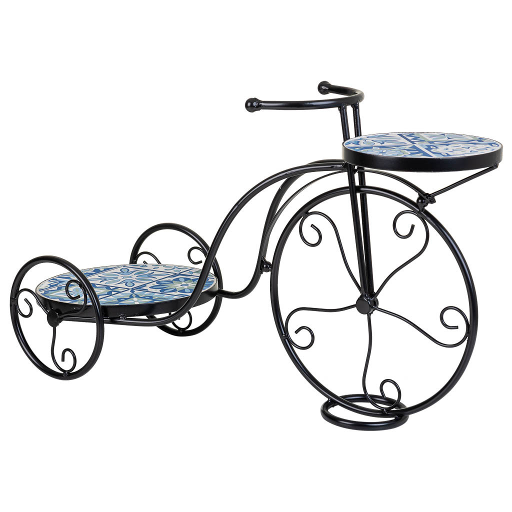 Soporte bici de mosaico y forja azul 67x26.5x43