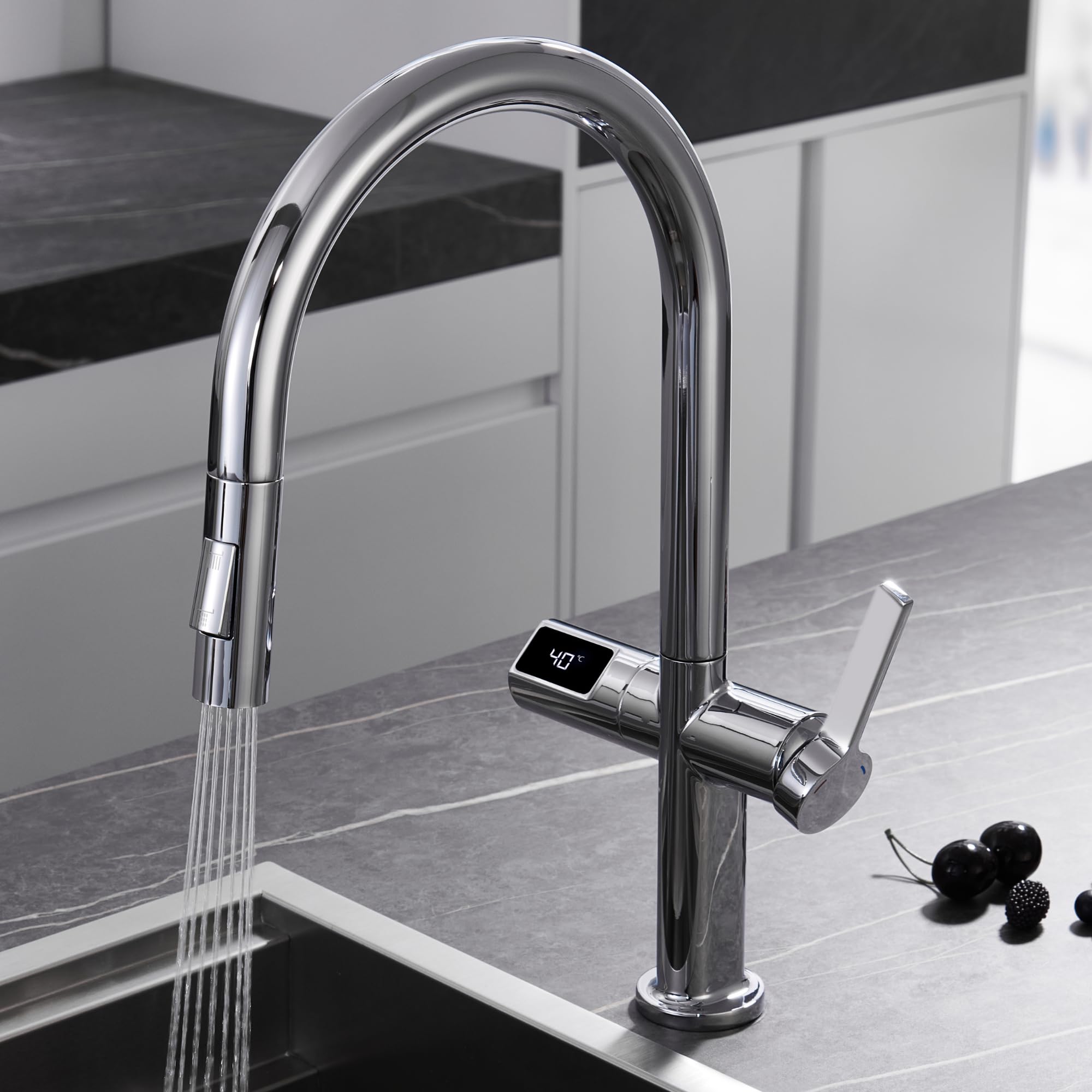 Imex - grifo monomando de cocina extraíble cromado serie turín