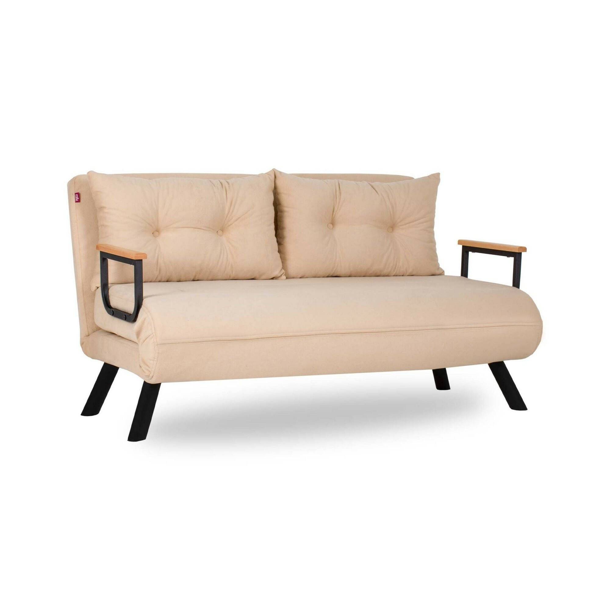 Sofá cama 2 plazas calvin, reclinable, tela blanco crema 133x78 cm