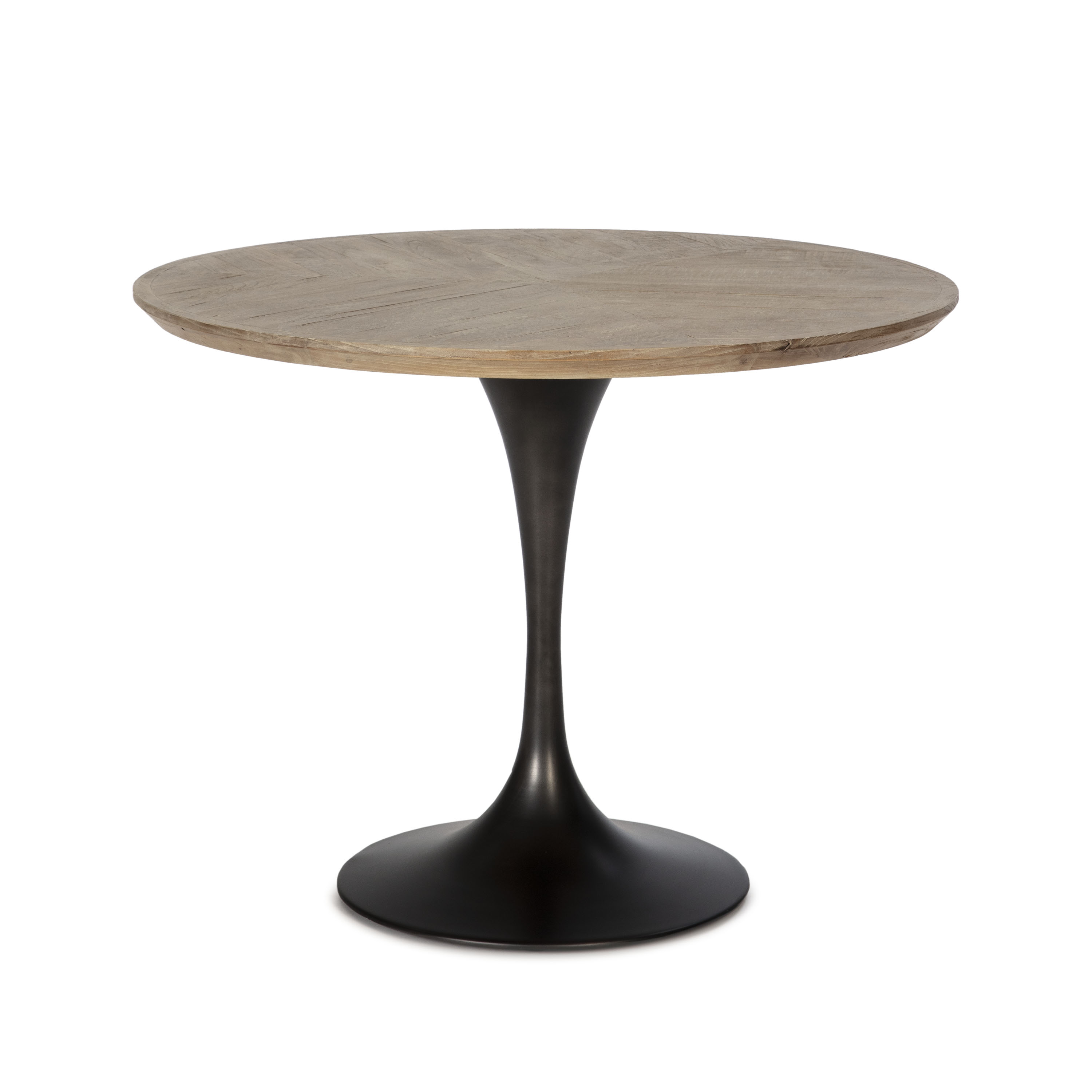 Mesa comedor 100x100x75 madera natural, metal negro