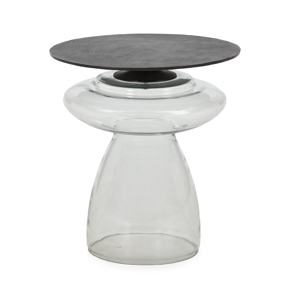 Mesa auxiliar 47x47x52,5 metal bronce oscuro, cristal transparente