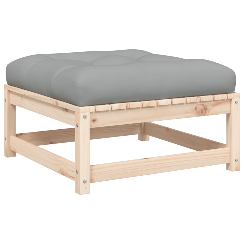 vidaXL taburete de jardín con cojín madera maciza de pino