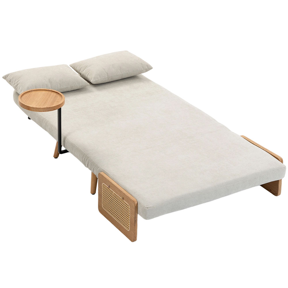 Sofá cama 2 plaza 131x78x82 cm chenilla color beige Homcom