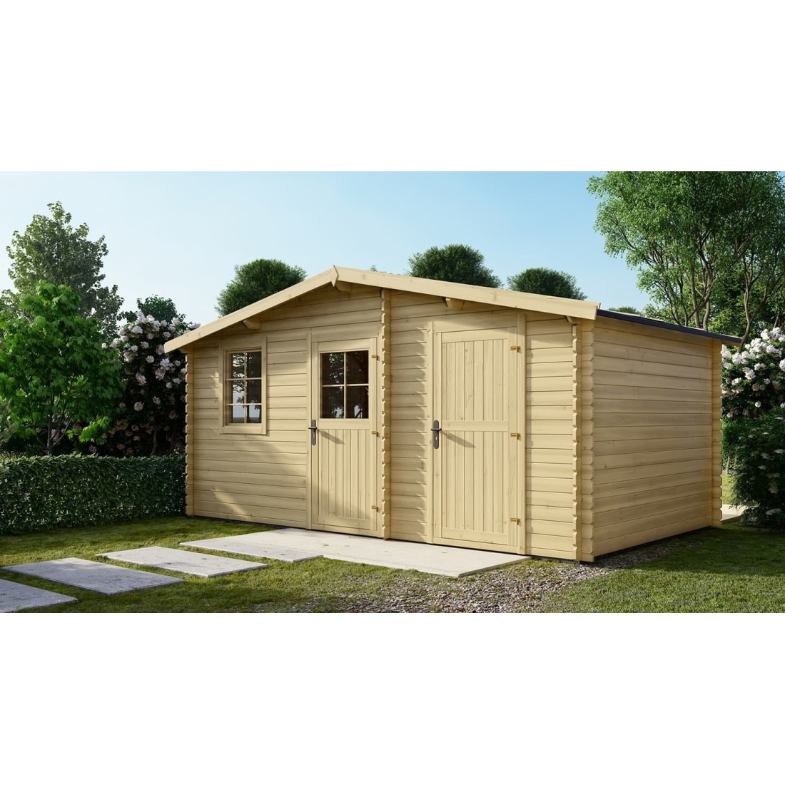 Caseta de jardín de madera 15 m2 - 5x3 m - 28 mm - dom578