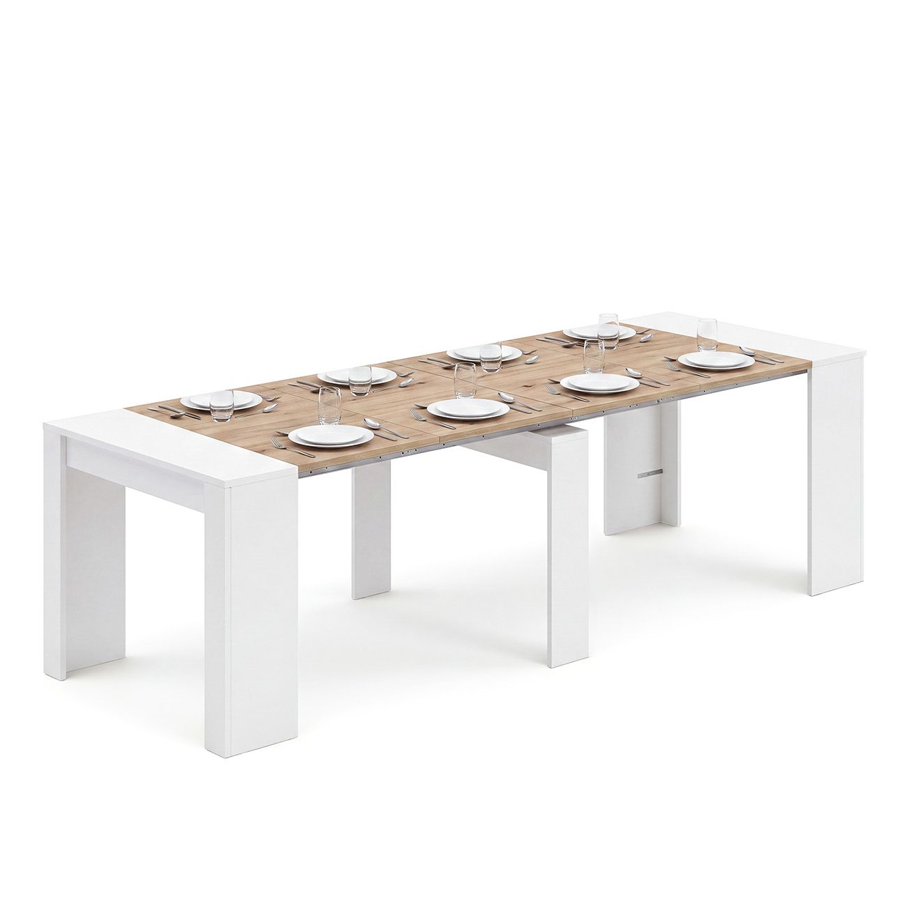 Mesa consola extensible 50-235x90 cm denis blanco artik - alpine oak
