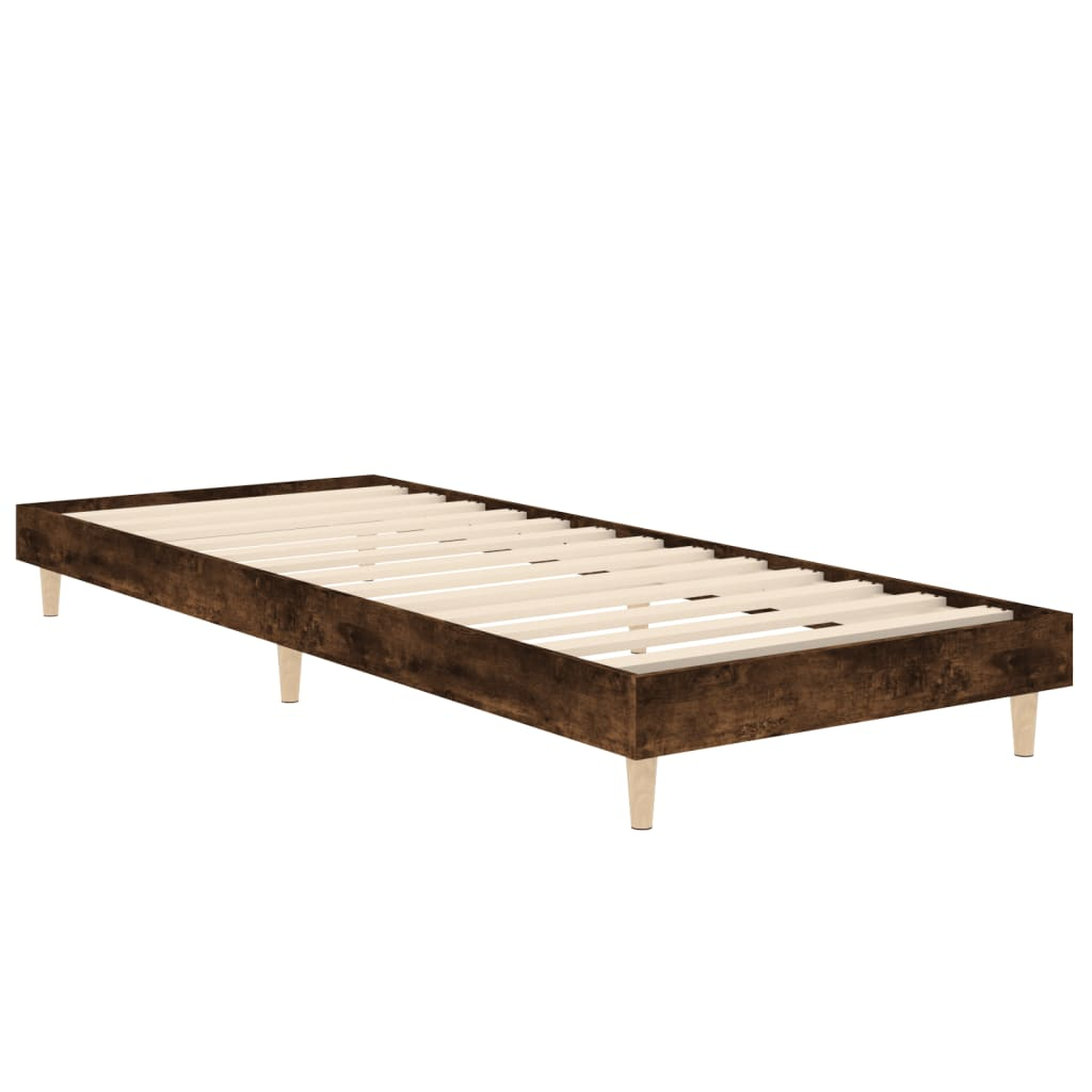 vidaXL estructura cama sin colchón madera roble ahumado 75x190 cm