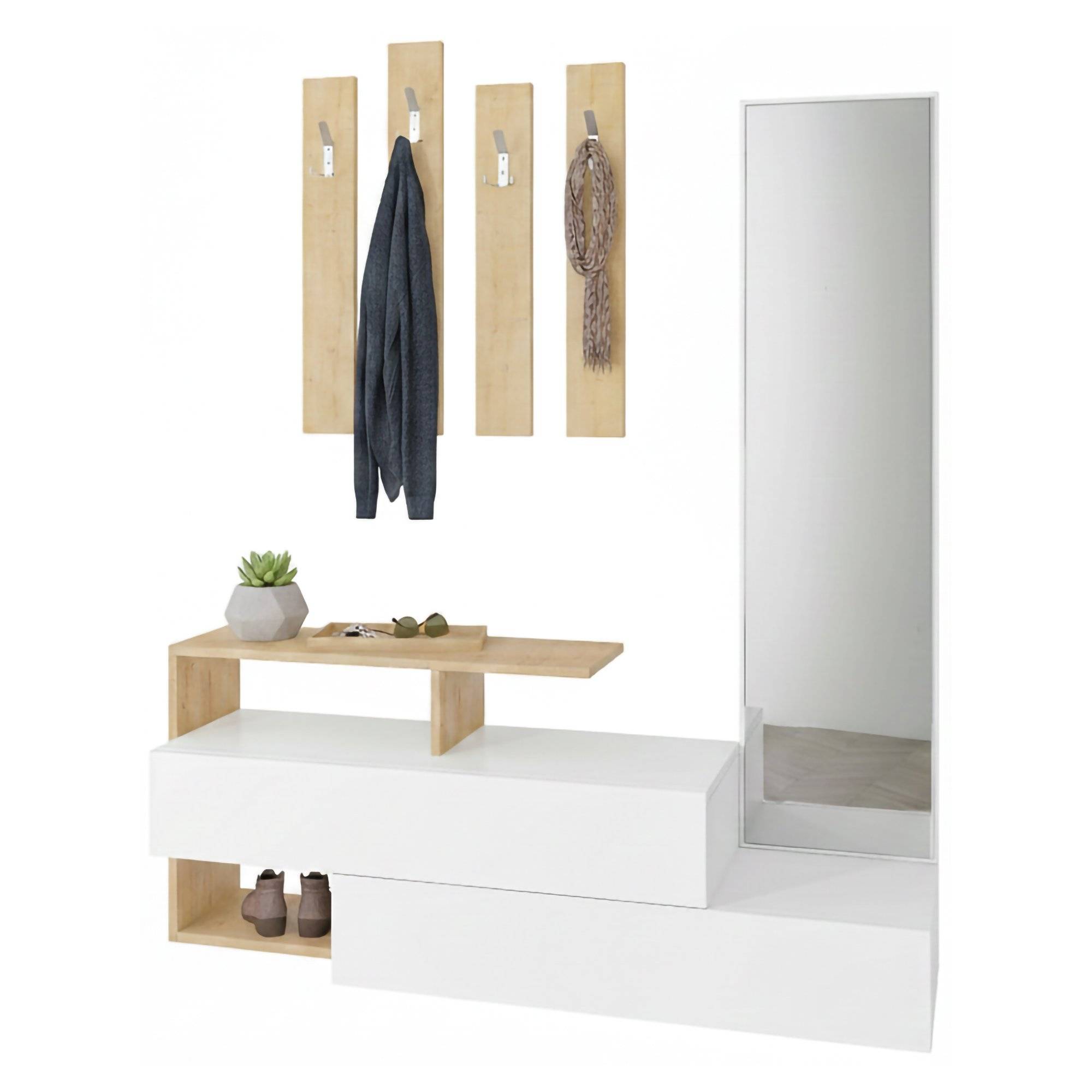 Mueble de entrada ascari, 14 pares, madera nobilitada blanca