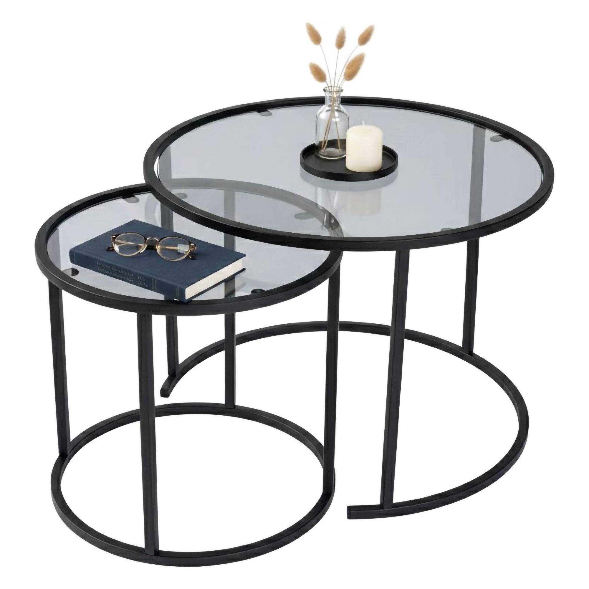 Mesa de centro xaden, redonda, metal negro 60x60x43h cm