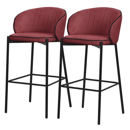 2x taburetes de bar rojos 76cm tapizado tela estructura metálica