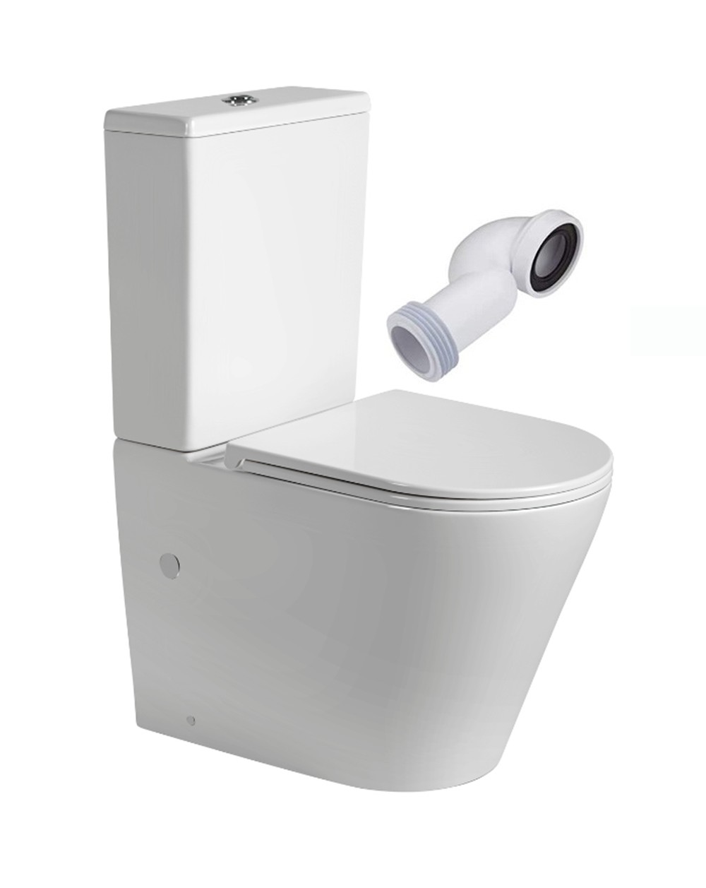 Wc inodoro completo redondo tanque bajo con cisterna blanco brillo