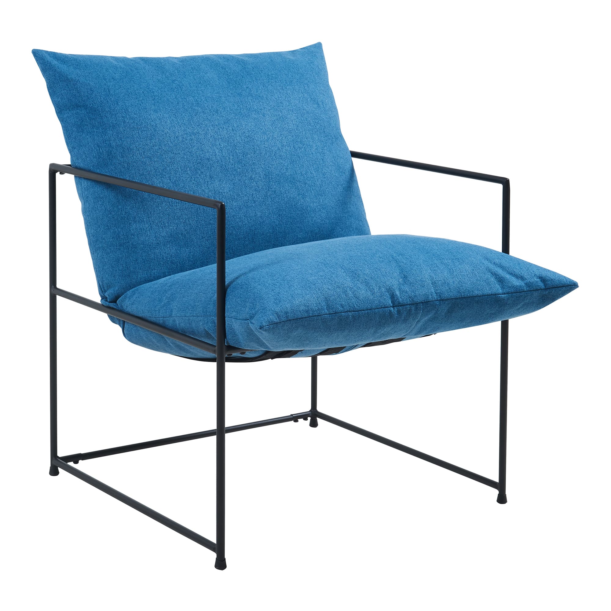 Sillón de salón utsjoki con cojin lavable 90x61x70cm - negro/azul [en.casa]