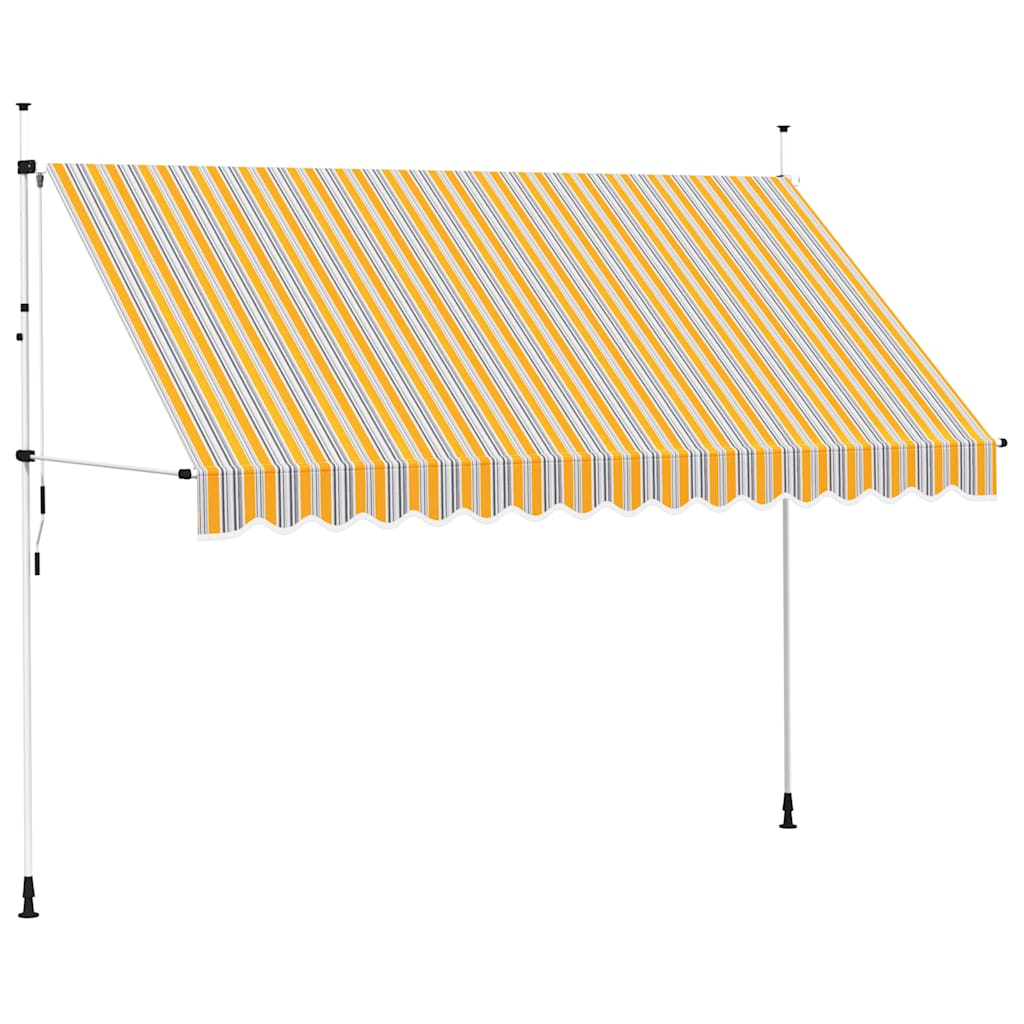 vidaXL toldo manual retráctil 350 cm amarillo y azul a rayas