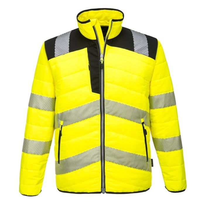Chaqueta de trabajo de alta visibilidad portwest baffle - amarillo / negro