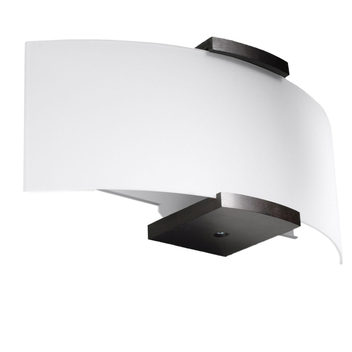 Lámpara de pared emilio 2 wengué/blanco madera/vidrio 33x14x14cm
