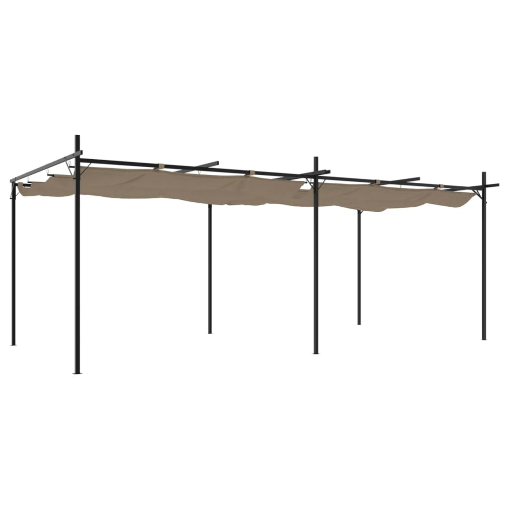 vidaXL pérgola con cubierta retráctil gris taupe 589x292x230 cm