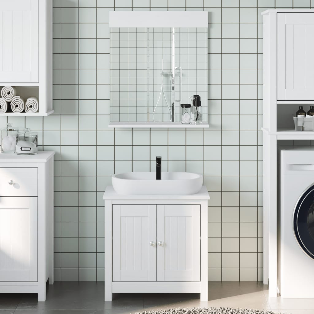 Juego de muebles de baño berg 2 pzas madera maciza pino blanco(sin lavabo)