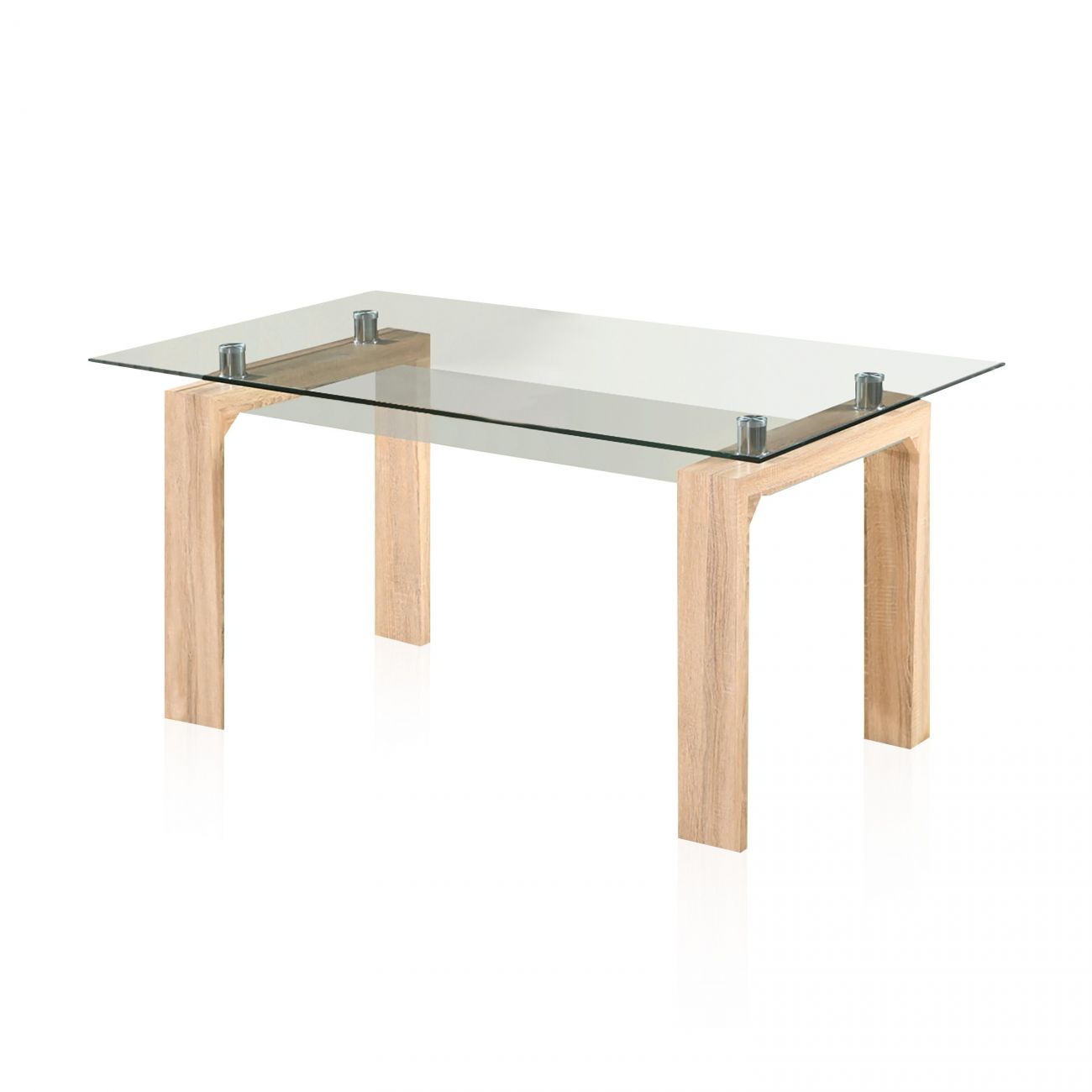 Mesa de comedor fija con sobre de cristal 150 cm lou cambria