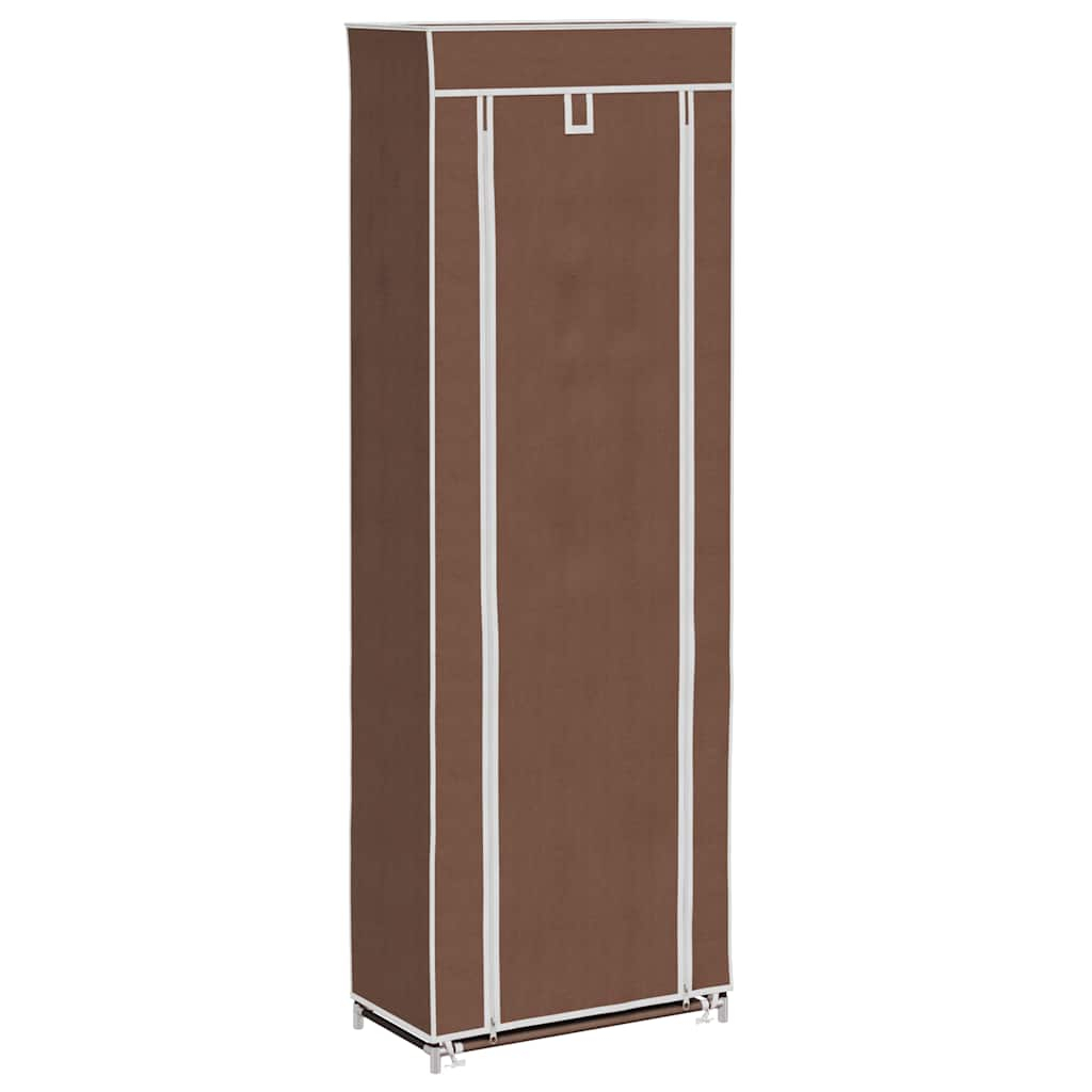 vidaXL zapatero de tela con cubierta marrón 57x29x162 cm