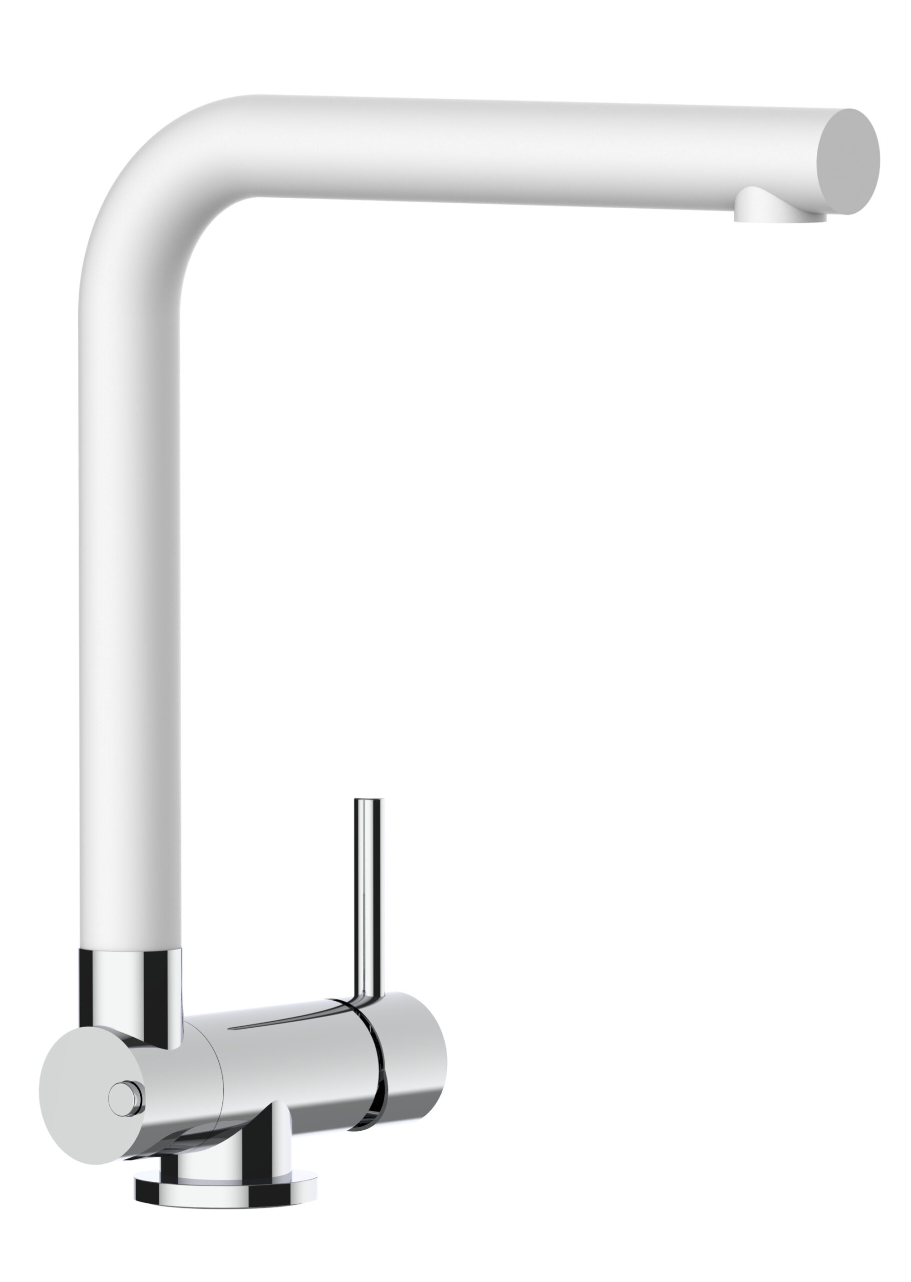Grifo cocina abatible 4,5cm monomando cromado caño blanco giratorio 360°