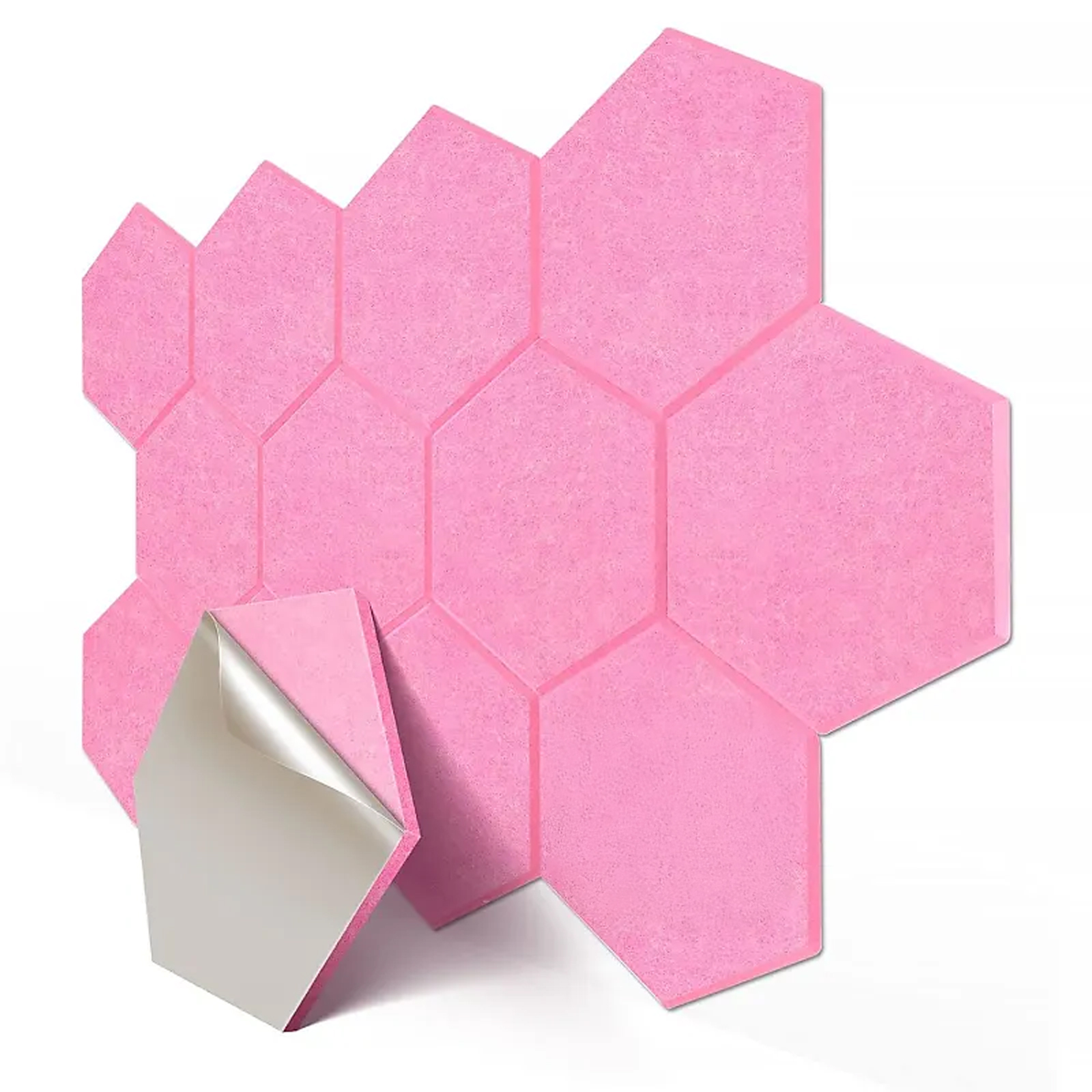 Yoevu panel acústico hexagonal 30x30x1cm - pack de 12, rosa