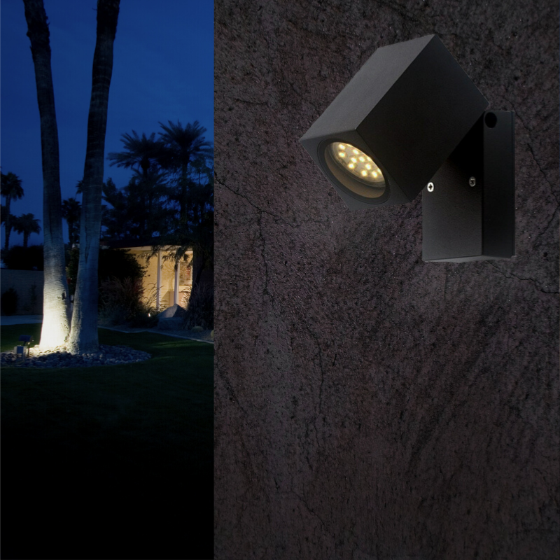 LED de luz de pared negra ip44 ajustable para la bombilla gu10