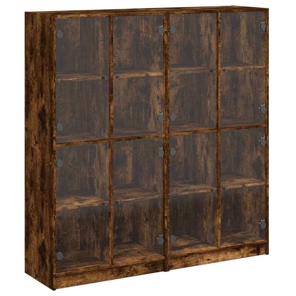 vidaXL estantería con puertas madera roble ahumado 136x37x142 cm