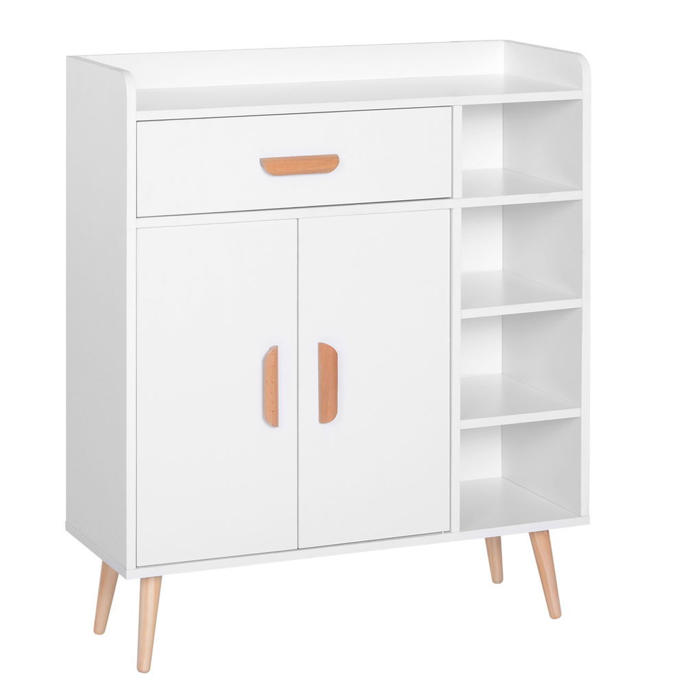 Aparador 80x29.5x96cm tablero de partículas color blanco Homcom