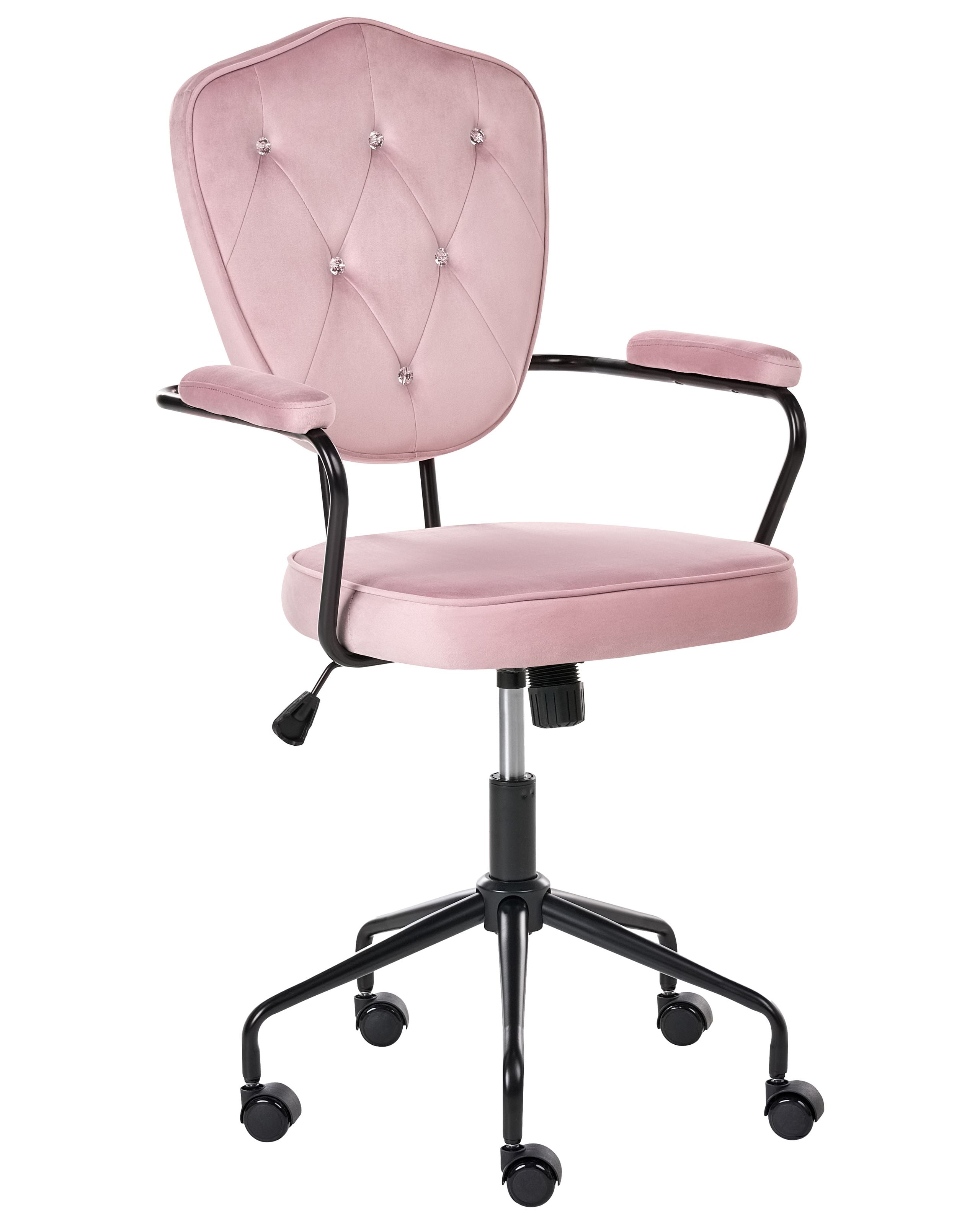 Silla de escritorio velisse terciopelo rosa pastel