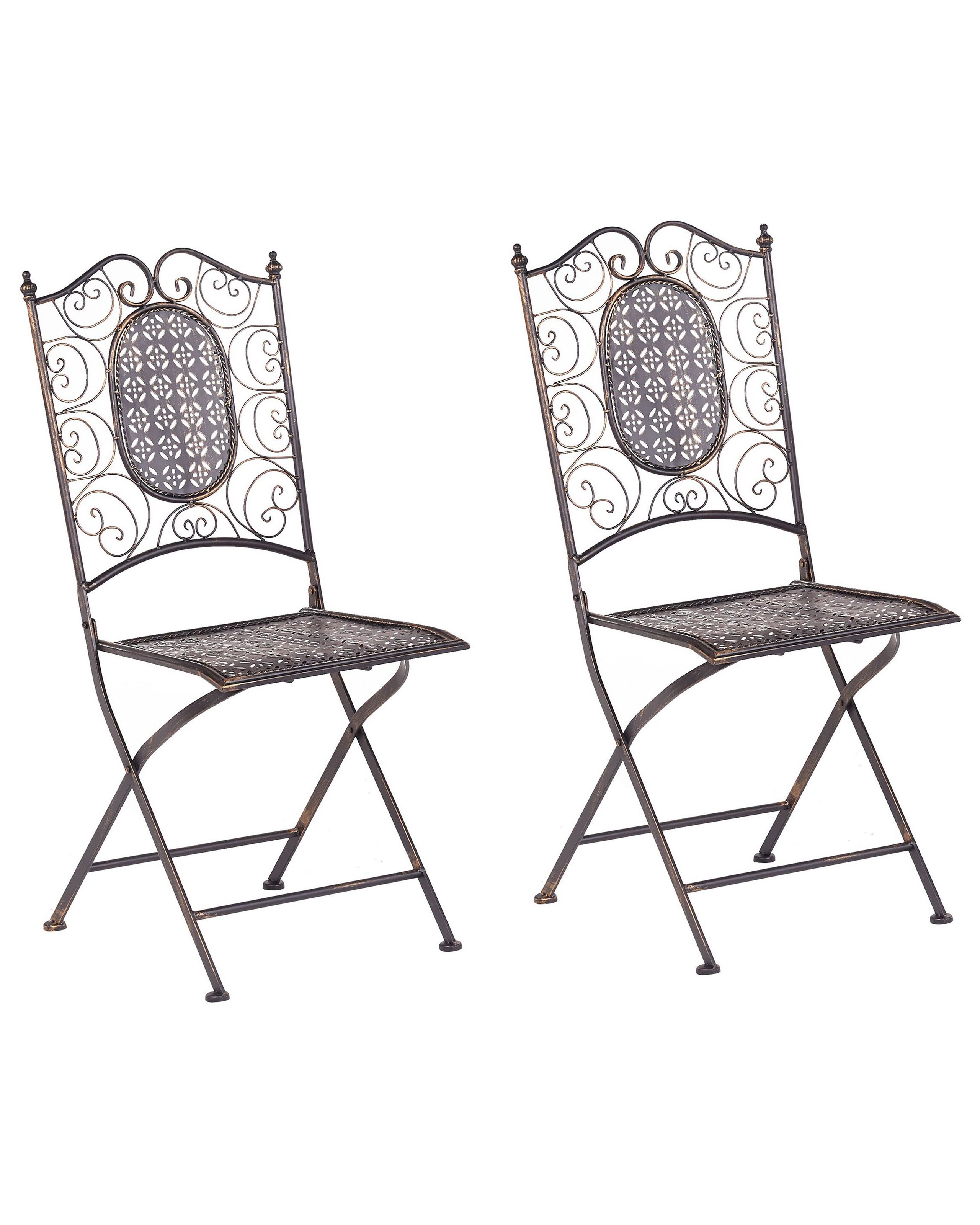 Conjunto de 2 sillas de jardín bormio plegable metal negro