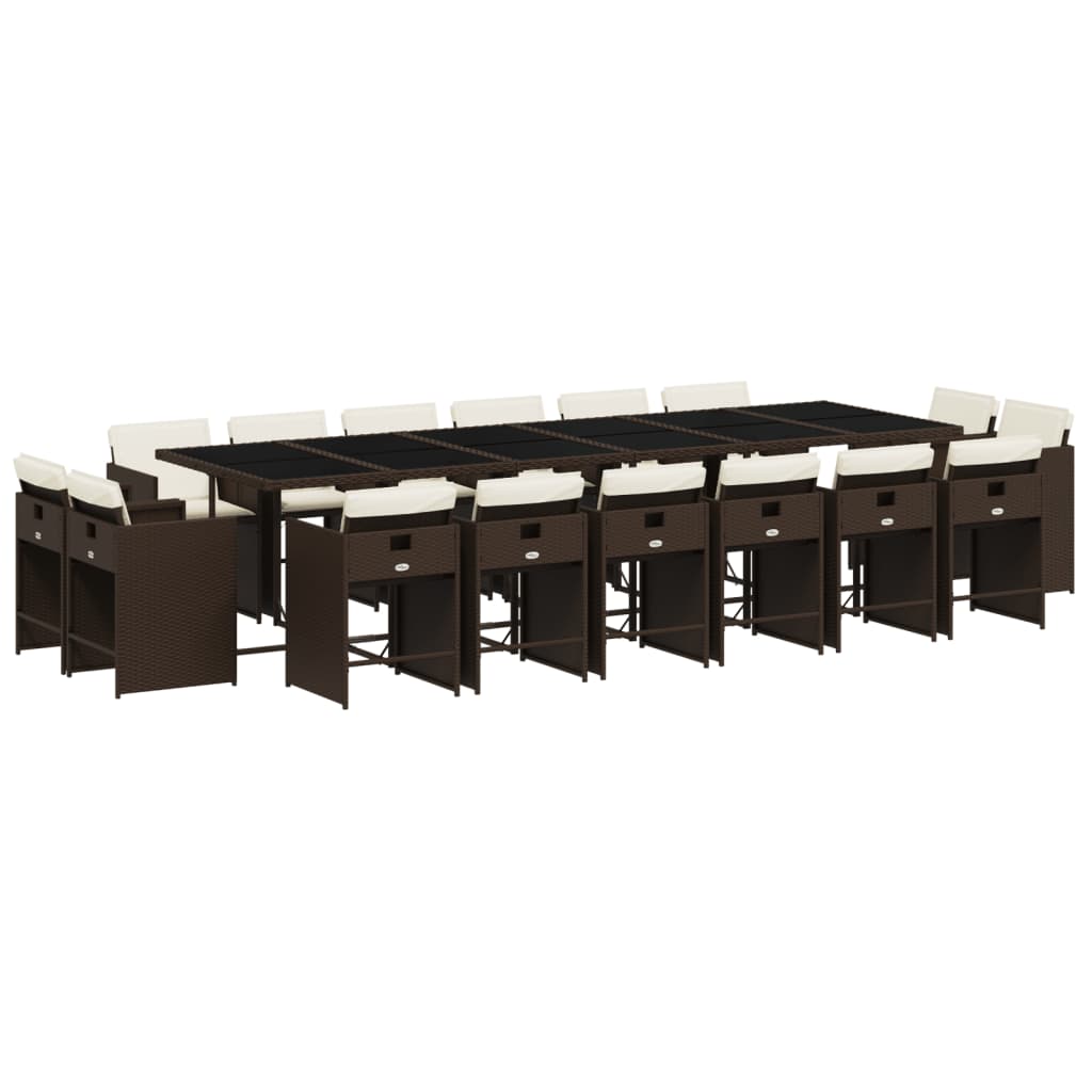 vidaXL set de muebles jardín 17 pzas y cojines ratán sintético marrón