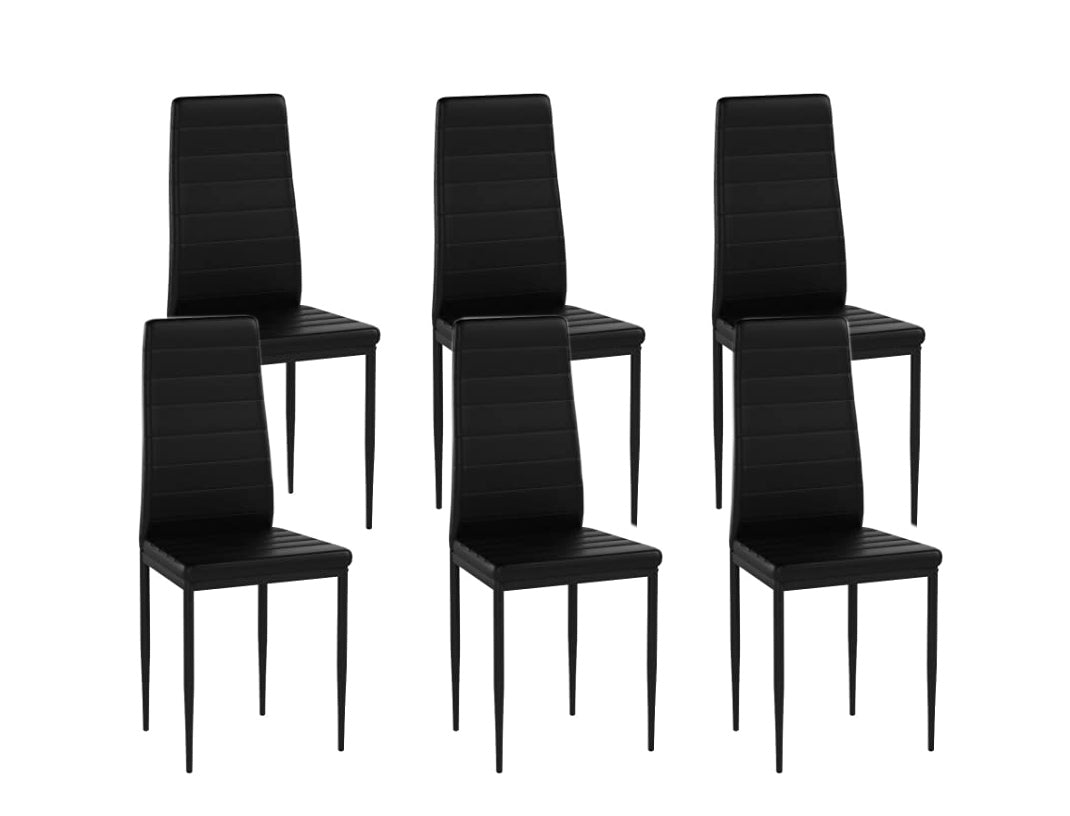 Silla de comedor en polipiel/metal negro, 6 unidades