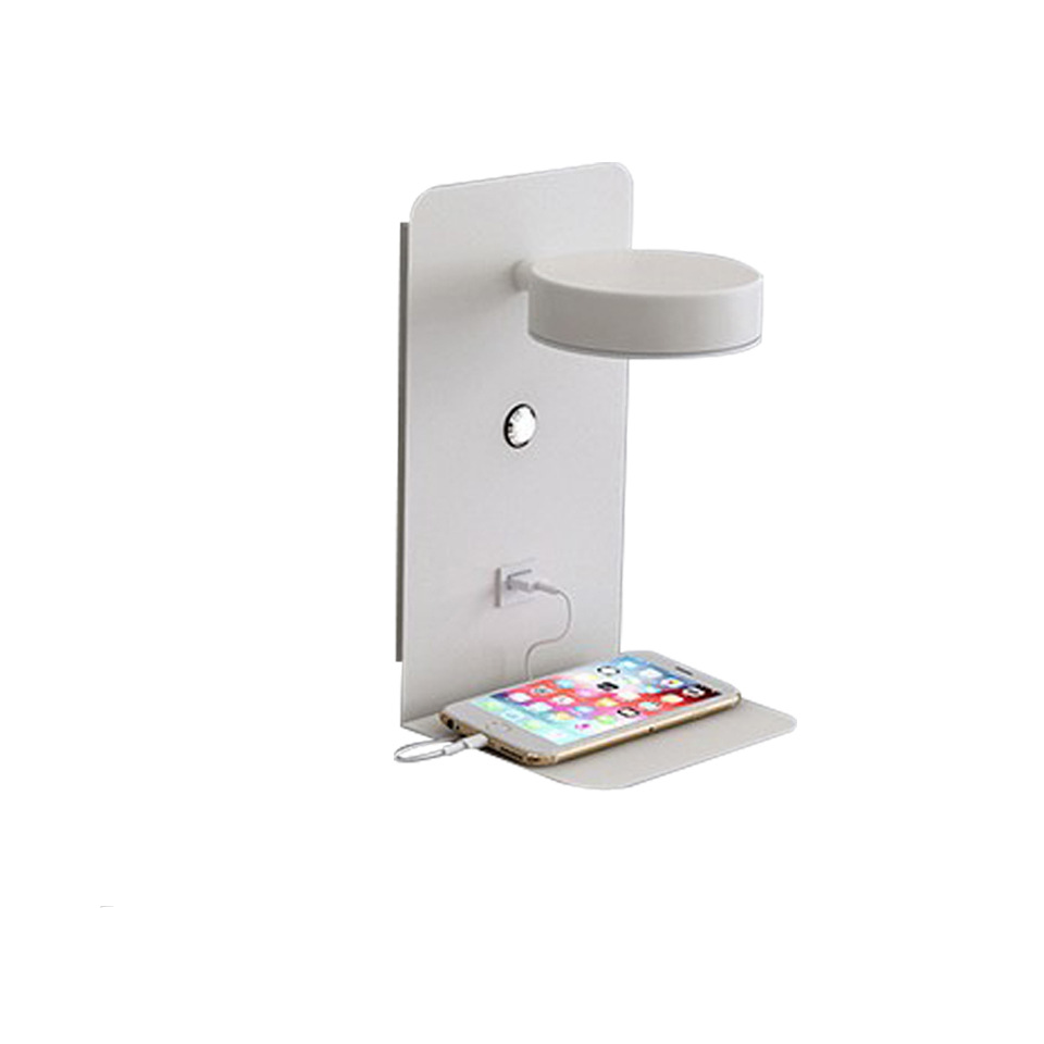 Aplique de pared interior usb táctil regulable 12 w blanco