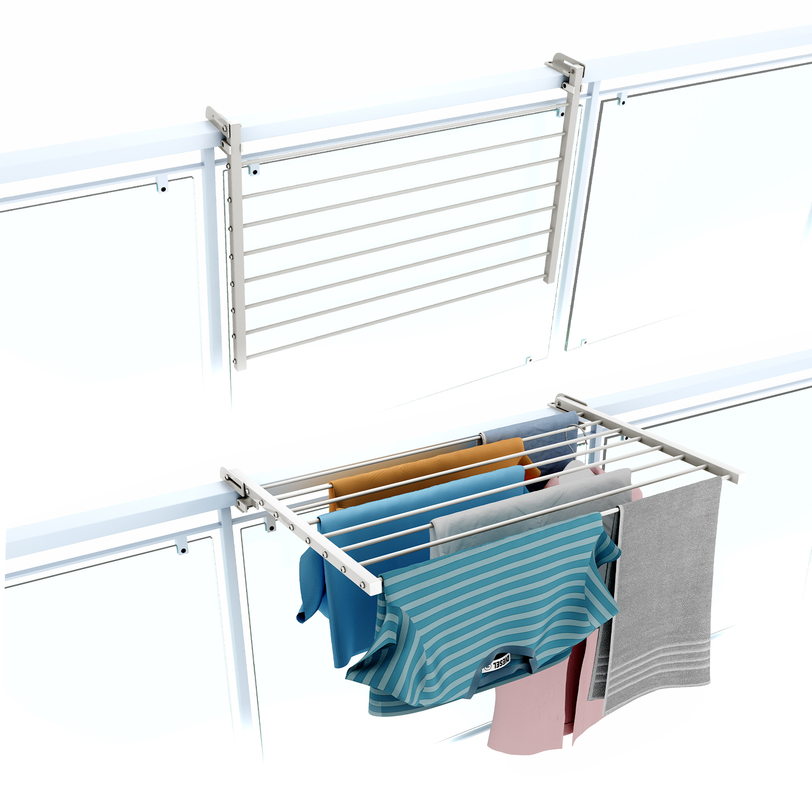 Soporte ropa para balcón, 82 cm, foxydry duo, blanco