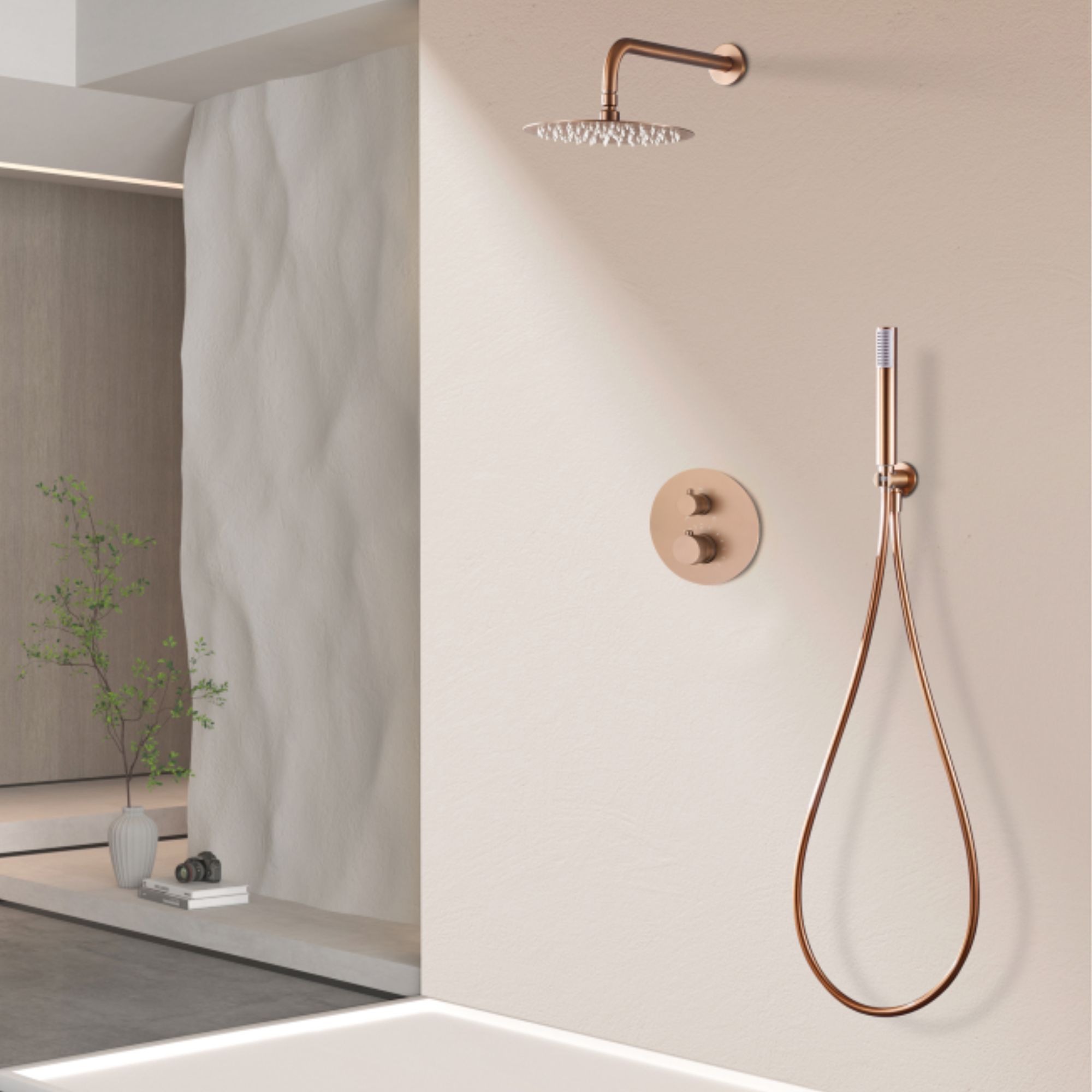 Imex - columna ducha empotrada termostática oro rosa serie line
