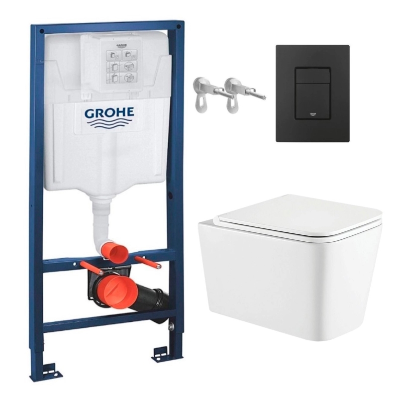 Pack cisterna grohe y pulsador negro mate even con wc trend de kp