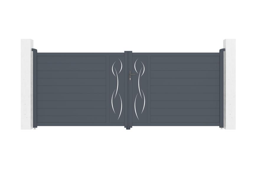 Puerta batiente regulable ancho 4m life h.160cm aluminio gris