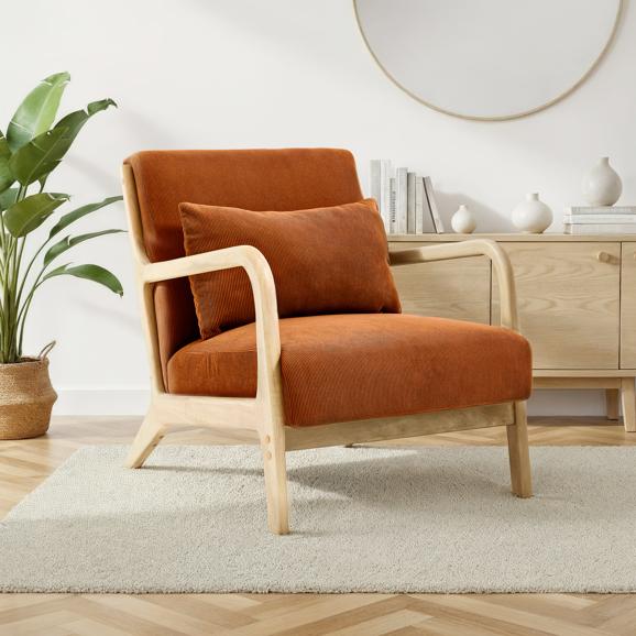 Sillón escandinavo vintage marie en pana color terracota