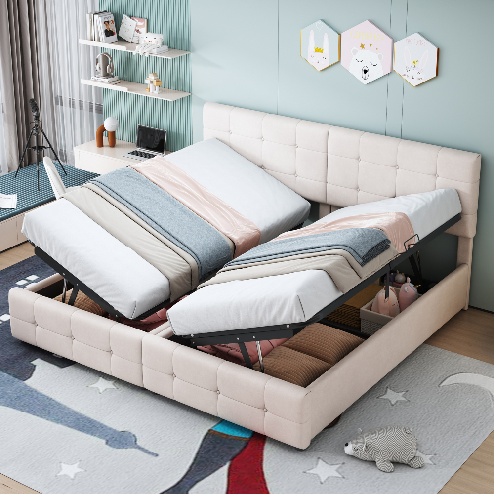 Cama canapé 180x200cm convertible en 2 camas individuales terciopelo beige