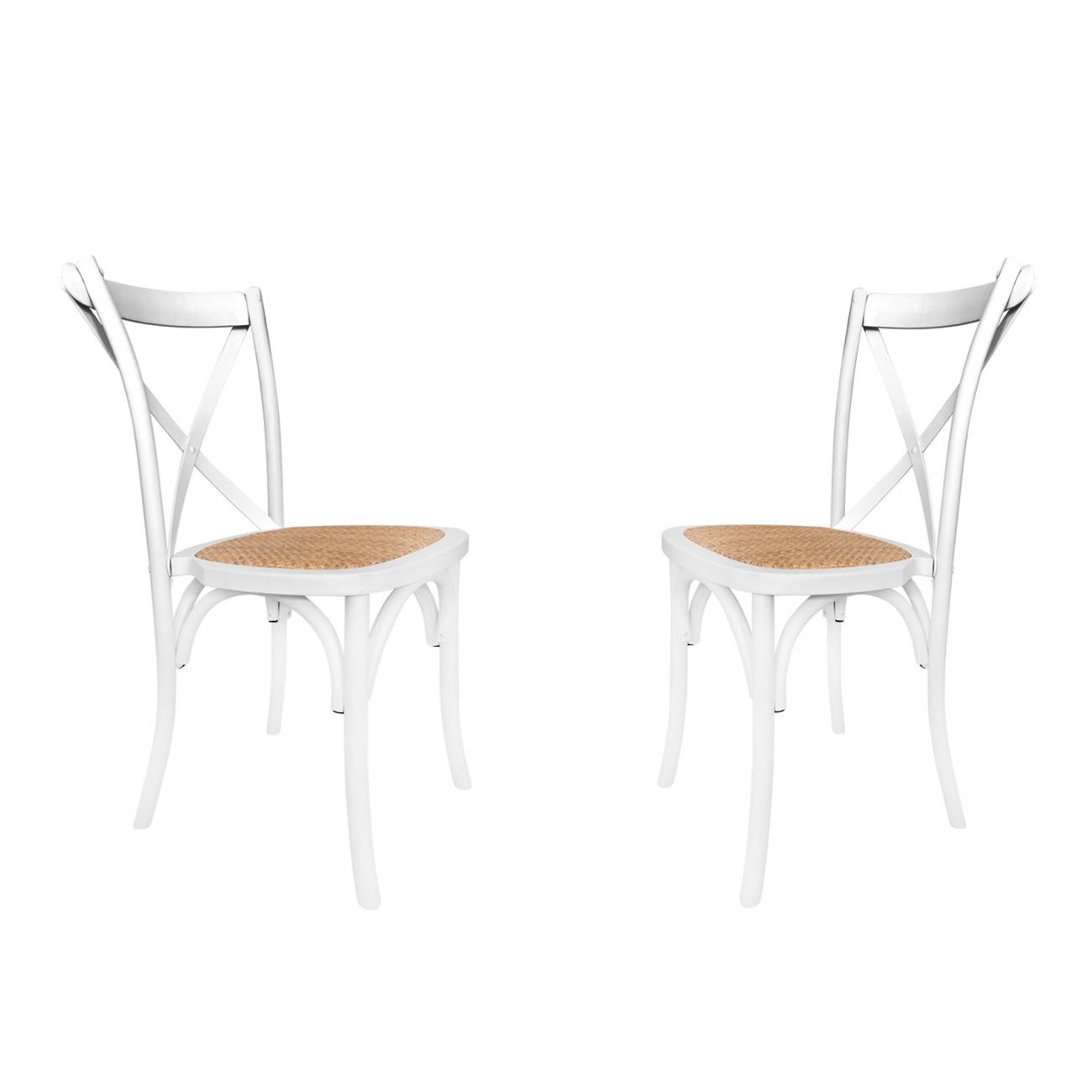 Pack 2 sillas de comedor 52x48 cm provenza rattan - blanco
