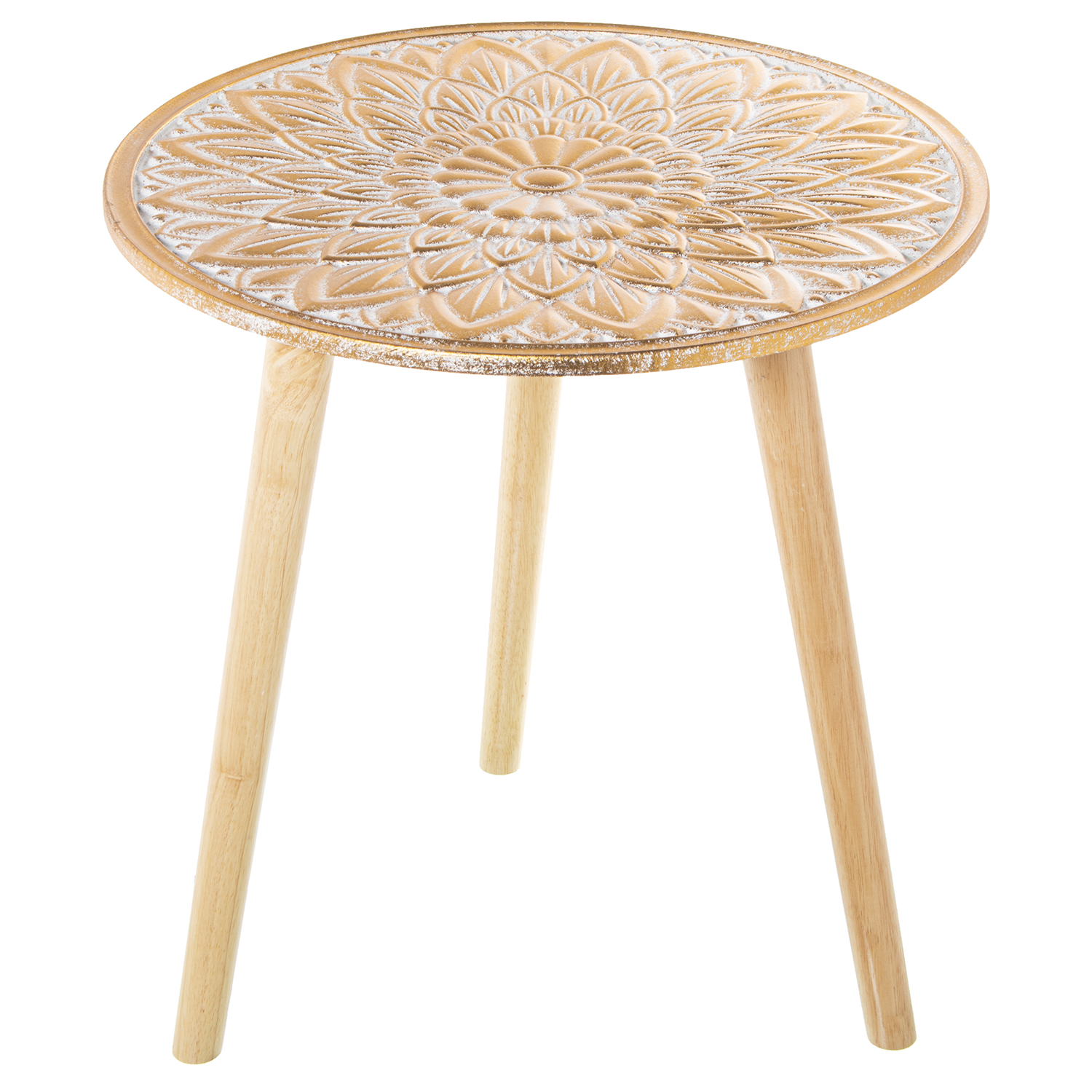 Mesa auxiliar madera calada blanco, natural