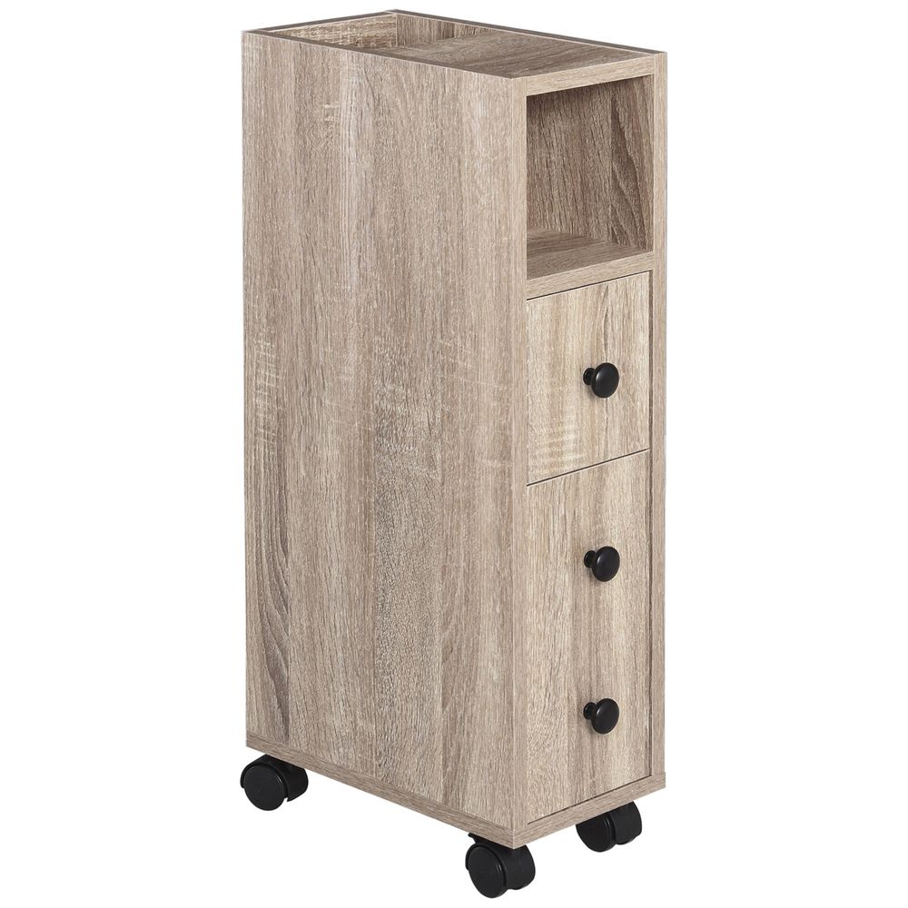 Armario de baño 18x30x68.5 cm color marrón kleankin, hogar - baño