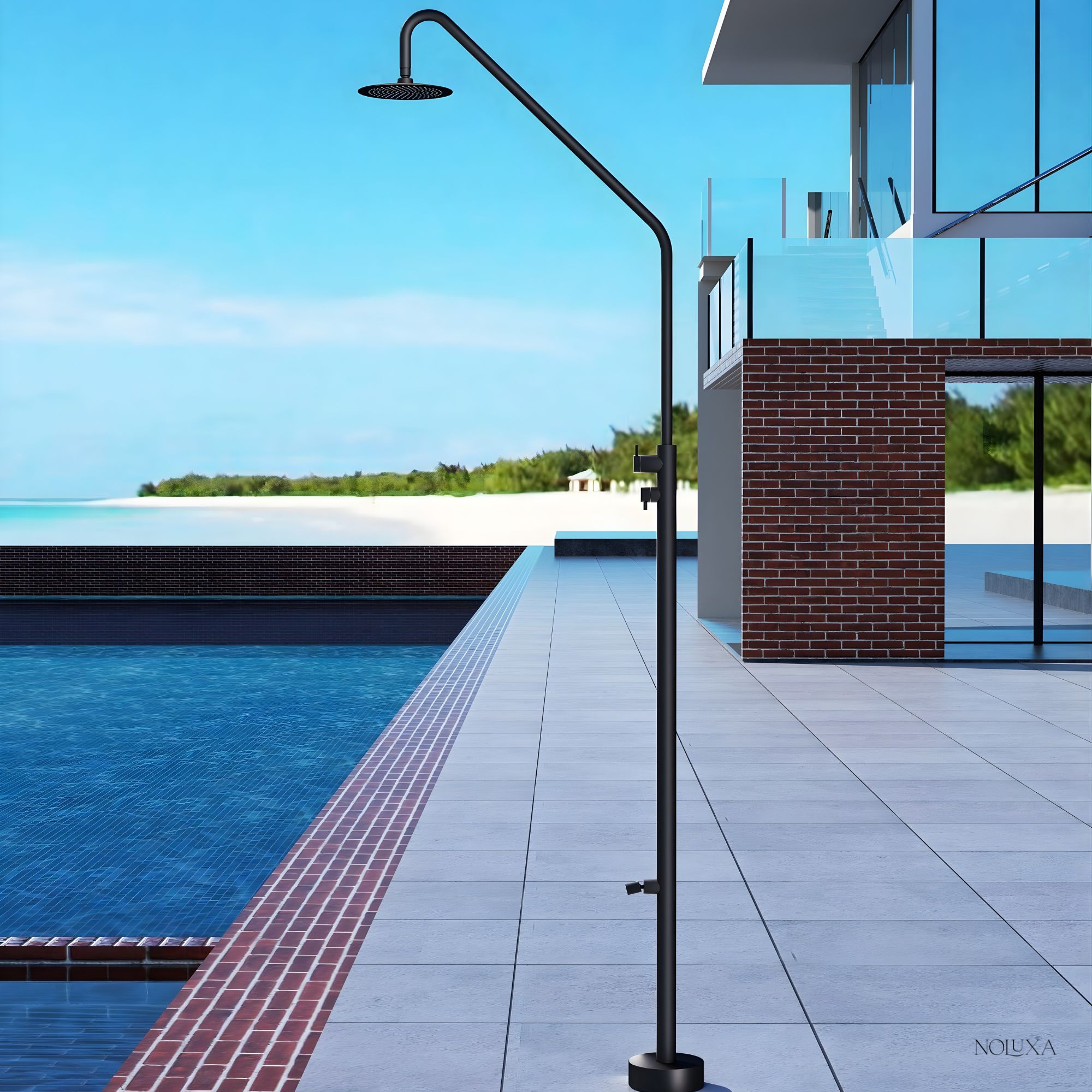 Imex - ducha piscina exterior acero s.316 negro serie dakota