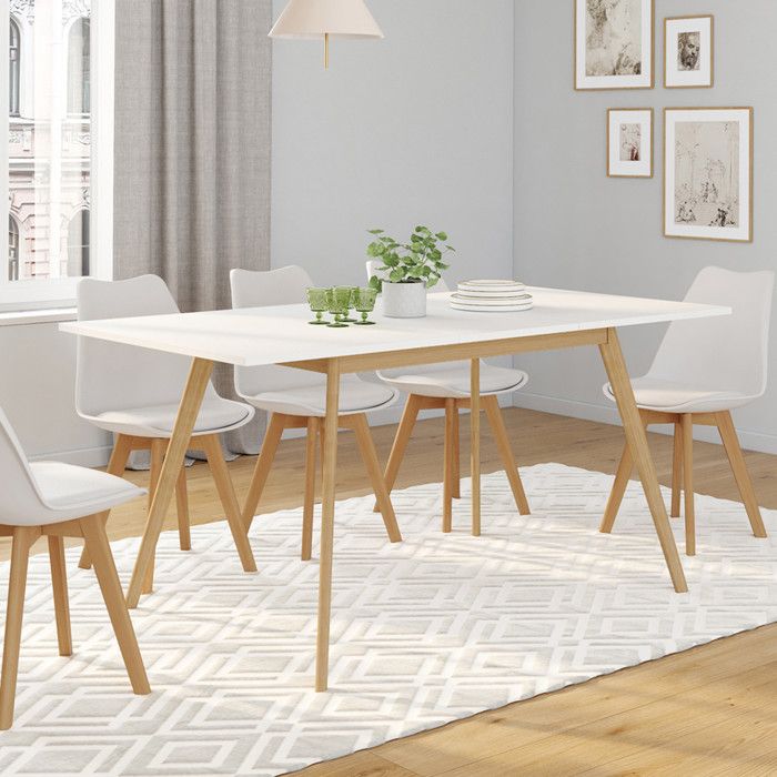 Mesa de comedor extensible blanca - 120-160 cm