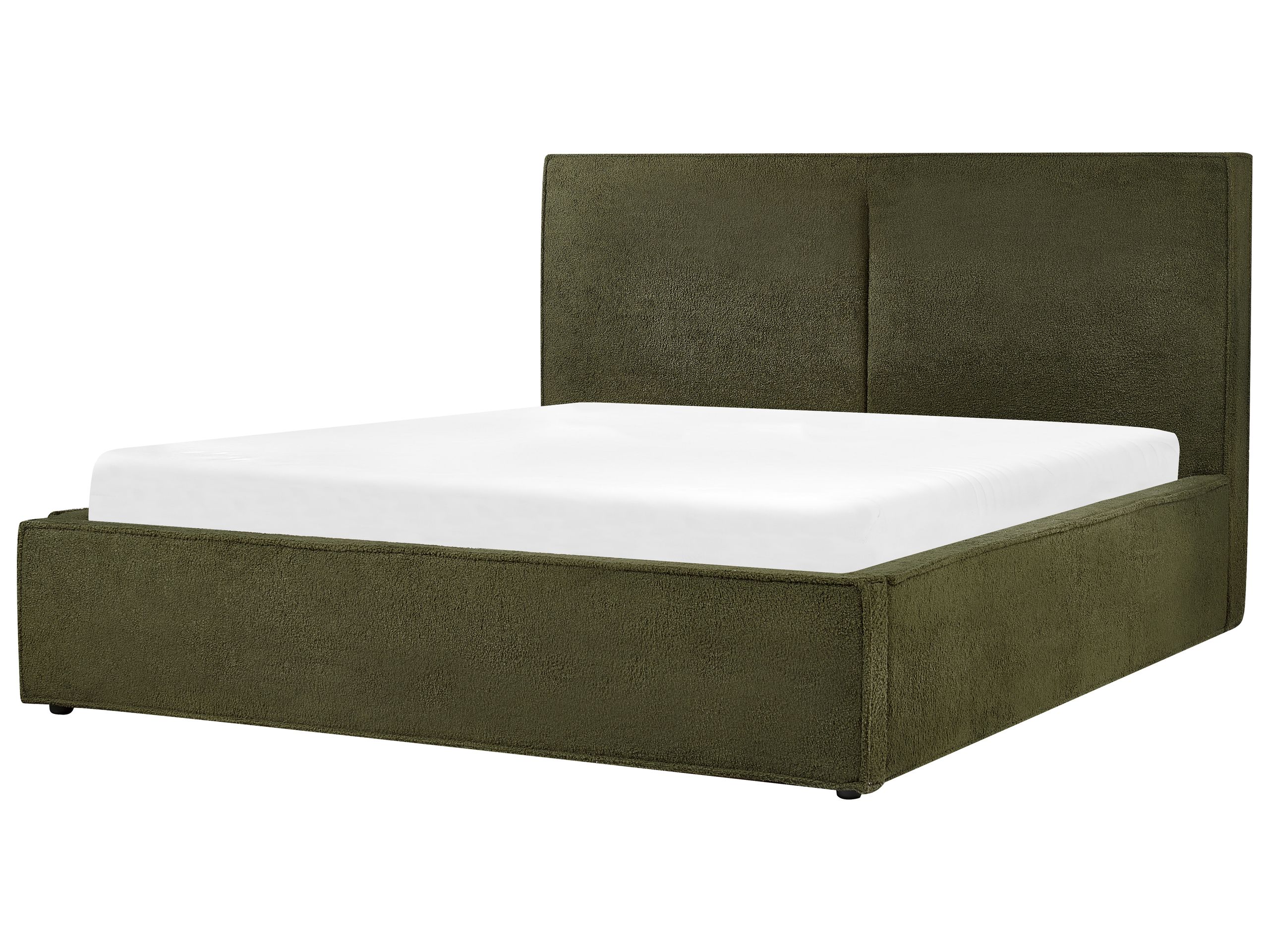 Cama con almacenaje moissac bouclé verde oscuro 160 x 200 cm