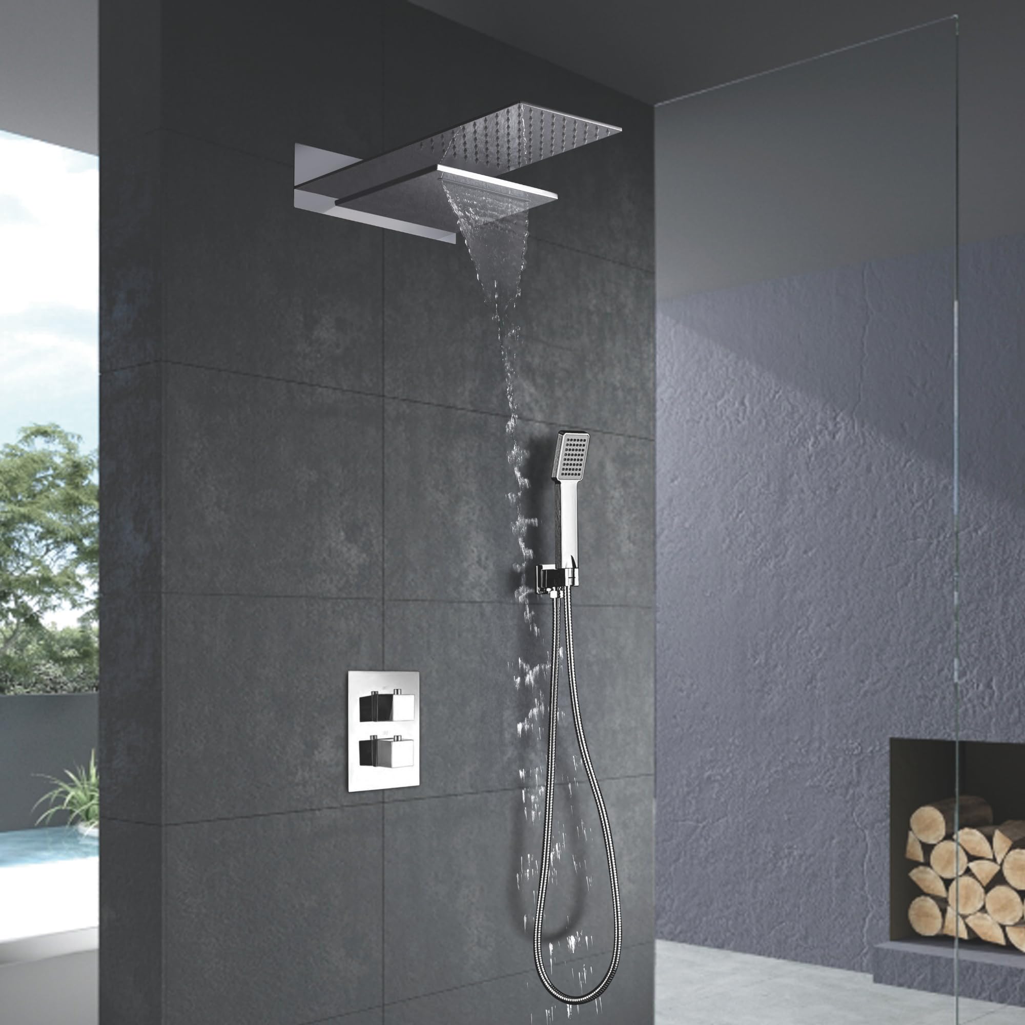 Imex - columna ducha empotrada termostática cromado serie rodas