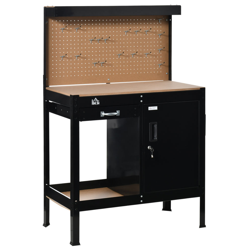 Banco de trabajo 98.5x48x140 cm metal, mdf Homcom