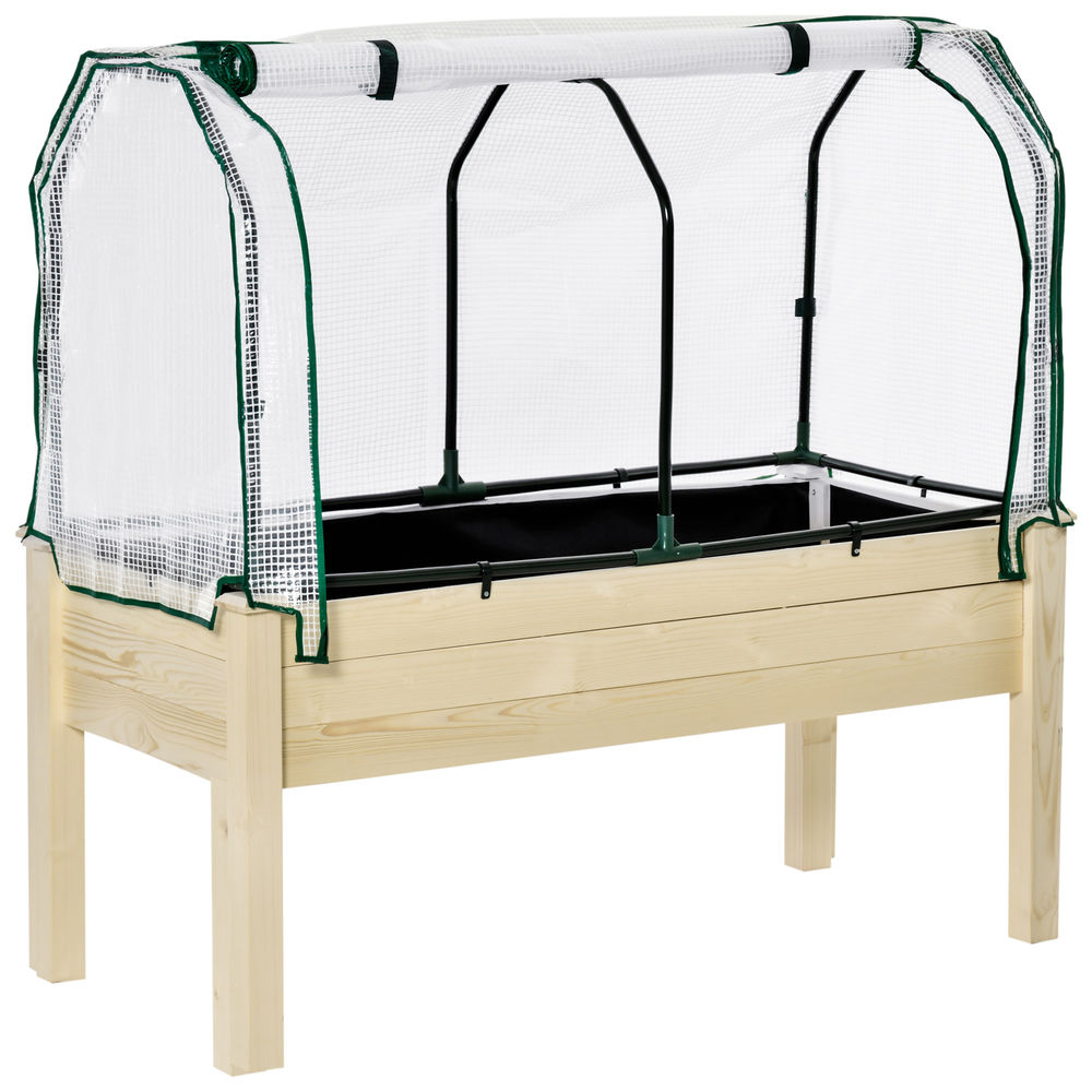 Huerto urbano elevado 121x55x117 cm madera color marrón Outsunny