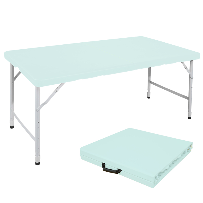 Mesa plegable multifuncional ajustable hierro y plástico azul 58x125x61cm