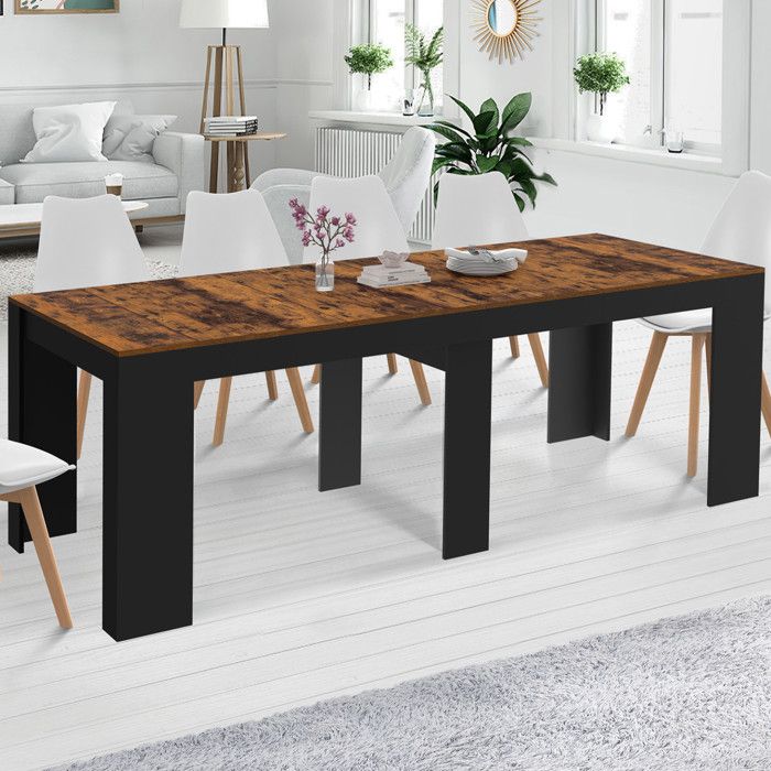 Mesa consola extensible - madera negra - 235 cm